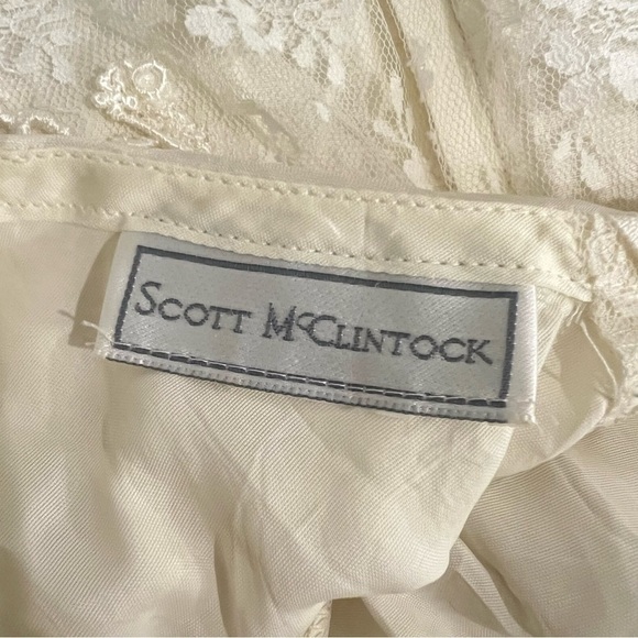 Scott McClintock Vintage lace ivory wedding dress organza silk crochet detail, S - Picture 8 of 17